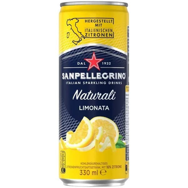 Agua limón con gas SAN PELLEGRINO, lata 33 cl - 0.33 l - Imagen del producto en Findit