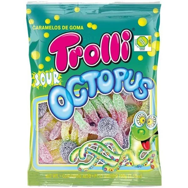 Gominolas pulpo pica TROLLI, bolsa 100 g - 1 ud - Imagen del producto en Findit