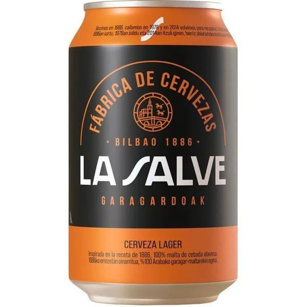 Cerveza Lager Auténtica LA SALVE, lata 33 cl - 0.33 l - Imagen del producto en Findit
