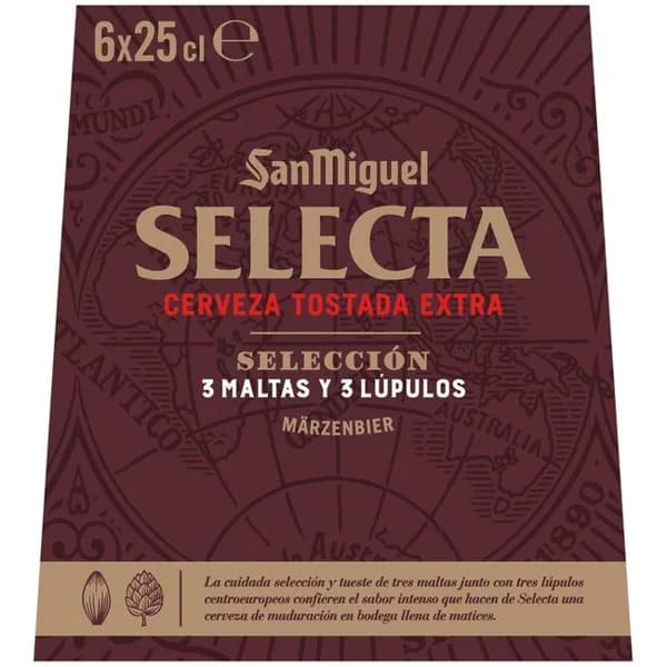 Cerveza SAN MIGUEL SELECTA, pack botellín 6x25 cl - 1 ud - Imagen del producto en Findit