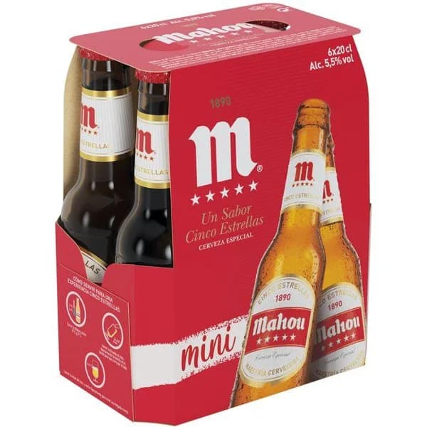 Cerveza MAHOU, pack botellín 6x20 cl - 1.2 l - Imagen del producto en Findit