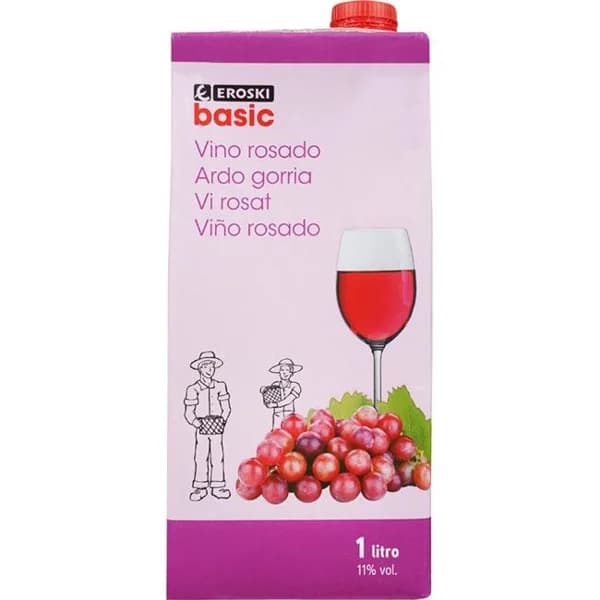Vino Rosado EROSKI basic, brik 1 litro - 1 l - Imagen del producto en Findit