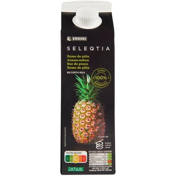 Zumo de piña exprimida Eroski SELEQTIA, brik 1 litro - 1 l - Imagen del producto en Findit