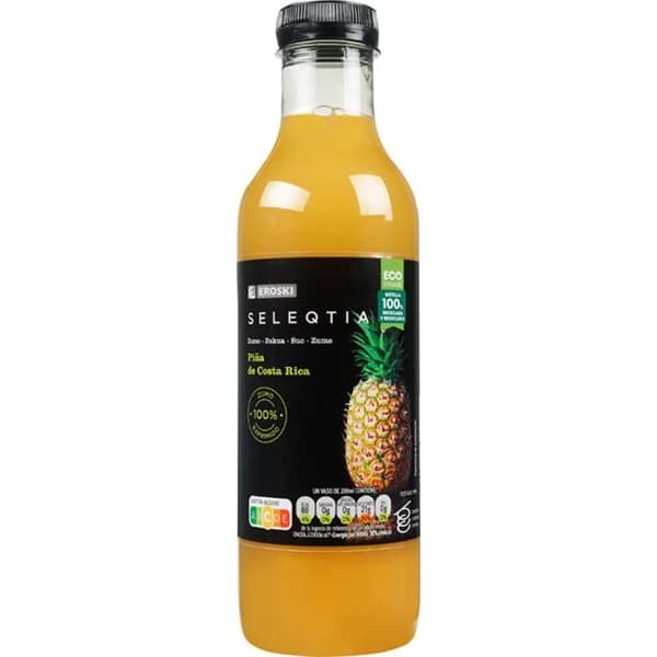 Zumo de piña 100% exprimido EROSKI SELEQTIA, botella 75 cl - 1 ud - Imagen del producto en Findit
