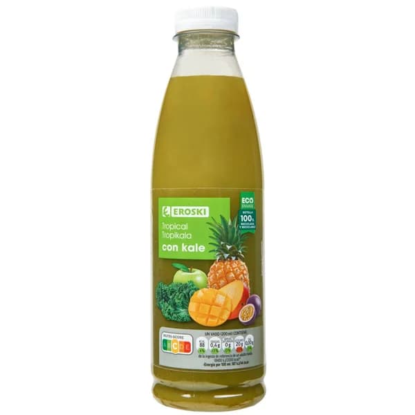 Zumo tropical con kale EROSKI, botella 750 ml - 1 ud - Imagen del producto en Findit