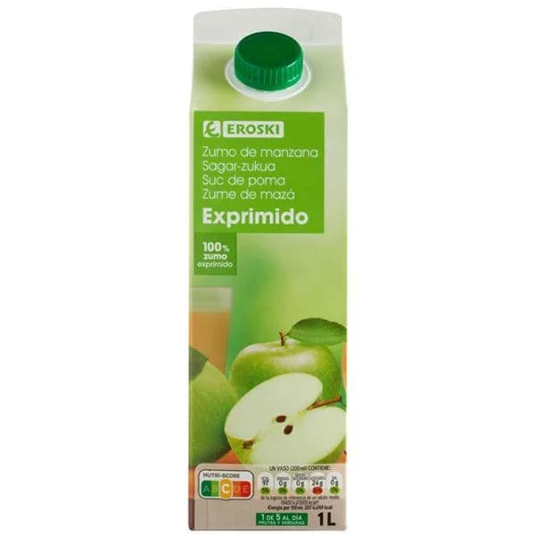 Zumo de manzana EROSKI, brik 1 litro - 1 ud - Imagen del producto en Findit