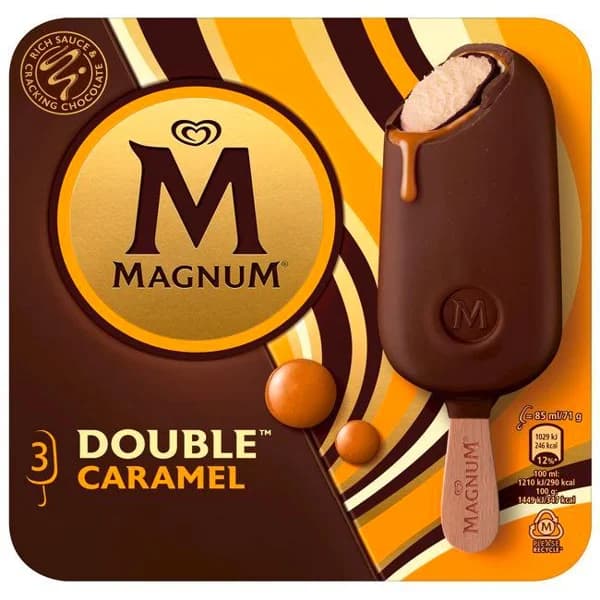 Helado doble caramel MAGNUM, caja 3 unid - 3 ud - Imagen del producto en Findit