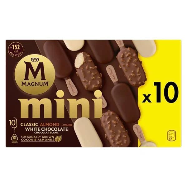 Helado mini clásico, almendras y blanco MAGNUM, caja 443 g - 0.44 kg - Imagen del producto en Findit
