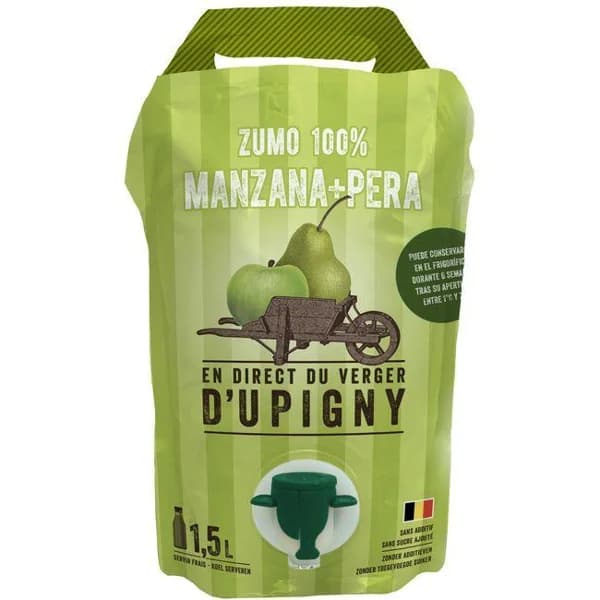 Zumo exprimido de manzana y pera D'UPIGNY, bolsa 1,5 litros - 1 ud - Imagen del producto en Findit