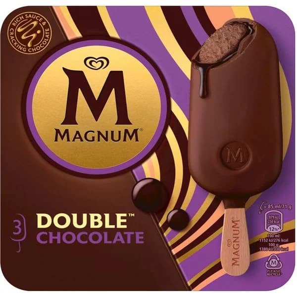 Helado doble chocolate MAGNUM, caja 3 unid - 3 ud - Imagen del producto en Findit