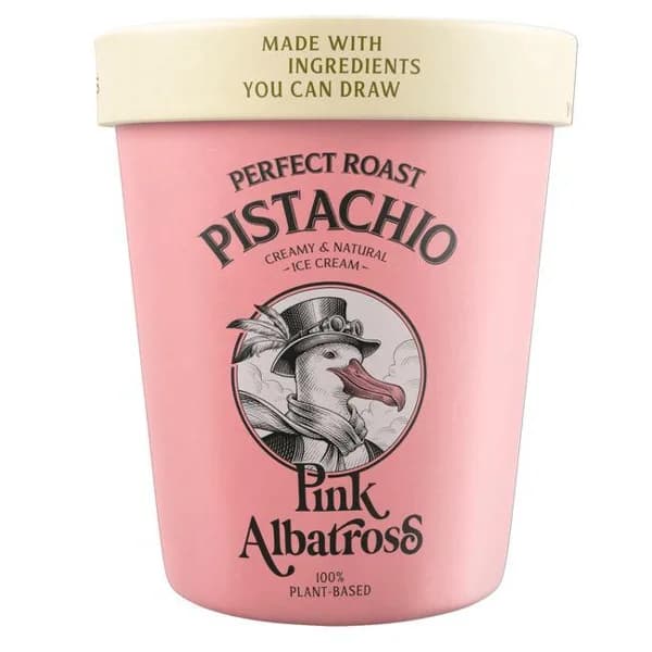 Helado vegano de pistacho PINK ALBATROSS, tarrina 480 ml - 1 ud - Imagen del producto en Findit