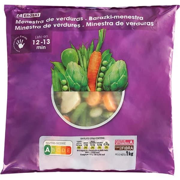 Menestra de verduras EROSKI, bolsa 1 lg - 1 ud - Imagen del producto en Findit