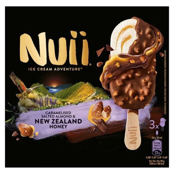 Helado de almendras, sal, caramelo, miel NUII, 3 uds, caja 204 g - 0.2 kg - Imagen del producto en Findit