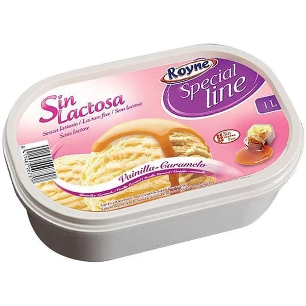 Helado de vainilla-caramelo sin lactosa ROYNE, tarrina 470 g - 0.47 kg - Imagen del producto en Findit