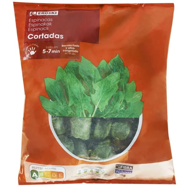 Espinacas cortadas EROSKI, bolsa 1 kg - 1 kg - Imagen del producto en Findit