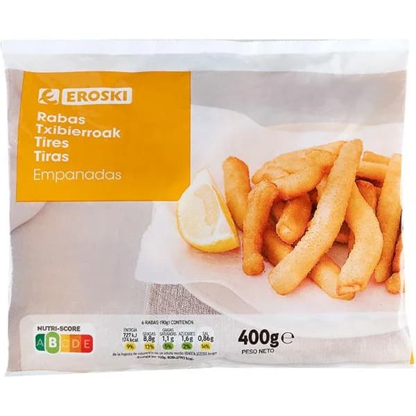 Rabas empanadas EROSKI, bolsa 400 g - 0.4 kg - Imagen del producto en Findit