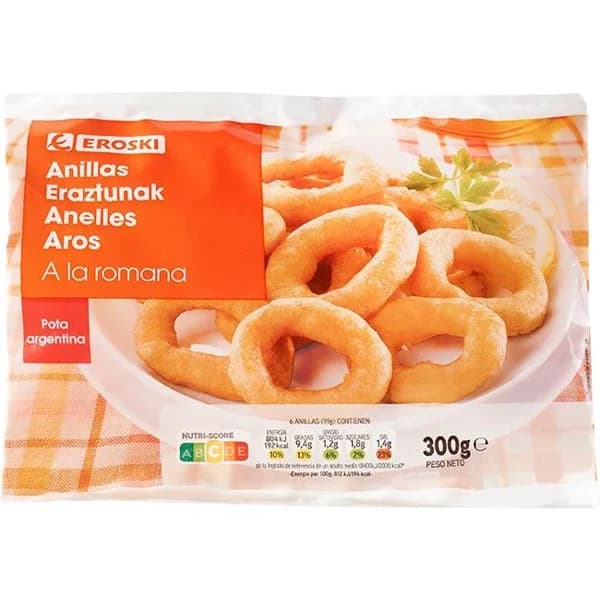 Anillas a la romana EROSKI, bolsa 300 g - 0.3 kg - Imagen del producto en Findit