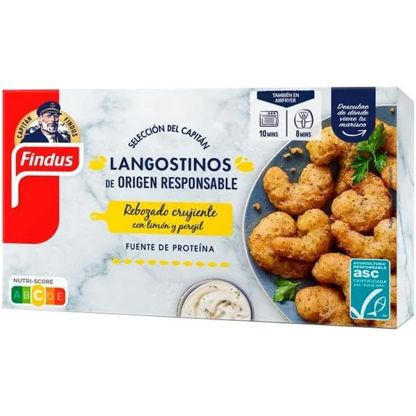 Langostinos rebozados con limón y perejil FINDUS, caja 220 g - 0.22 kg - Imagen del producto en Findit