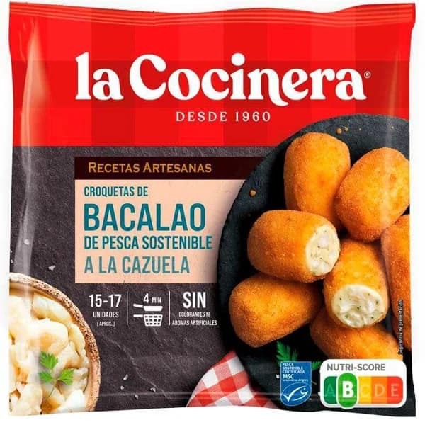 Croquetas de cazuela de bacalao LA COCINERA, bolsa 500 g - 0.5 kg - Imagen del producto en Findit