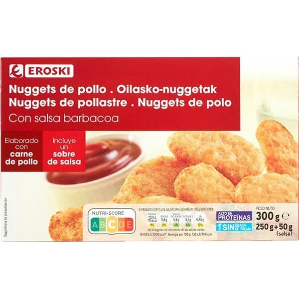 Nuggets con salsa EROSKI, caja 300 g - 0.3 kg - Imagen del producto en Findit