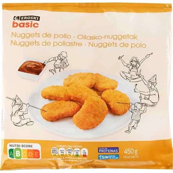 Nuggets de pollo EROSKI BASIC, bolsa 450 g - 0.45 kg - Imagen del producto en Findit