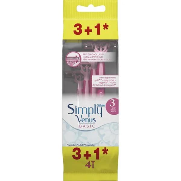 Maquinilla desechable 3 hojas VENUS SIMPLY BASIC, pack 3+1 uds - 1 ud - Imagen del producto en Findit