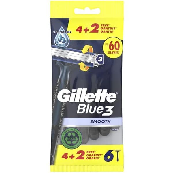 Maquinilla desechable Blue 3 Smooth GILLETTE, bolsa 4+2 uds - 2 ud - Imagen del producto en Findit