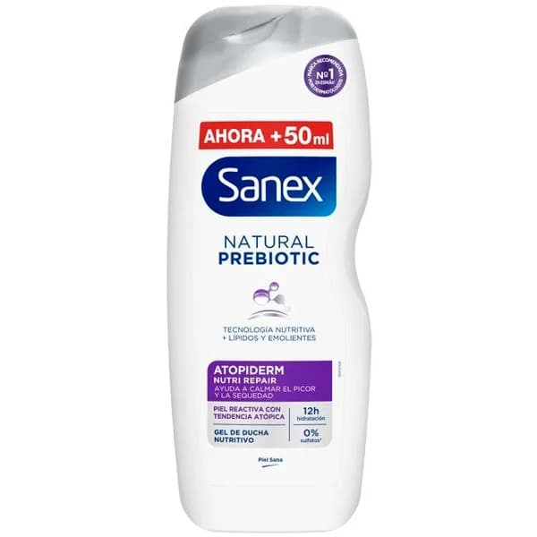 Gel de ducha SANEX PREBIOTIC ATOPIDERM, bote 600 ml - 0.6 l - Imagen del producto en Findit