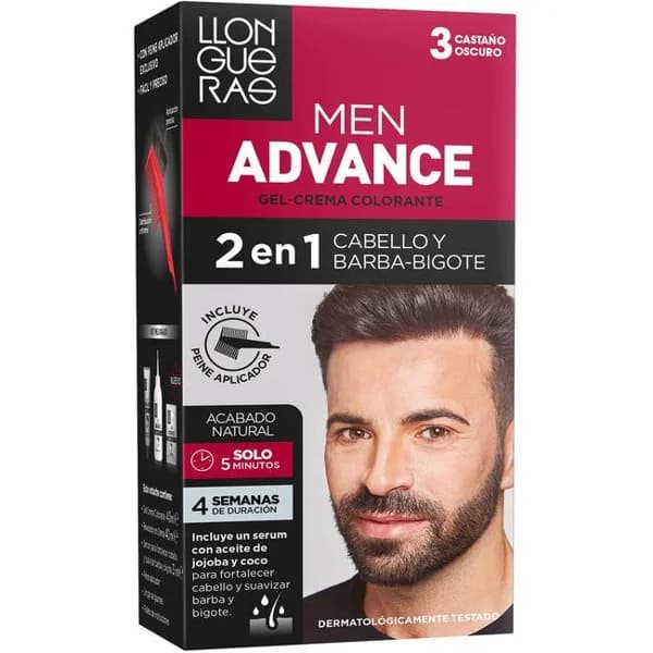 Tiente crema advance 3 castaño oscuro LLONGUERAS MEN, 1 ud - 1 ud - Imagen del producto en Findit