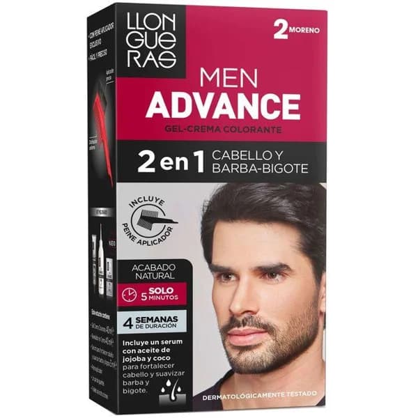 Gel crema colorante men advance 2 moreno LLONGUERAS, caja 1 ud - 1 ud - Imagen del producto en Findit