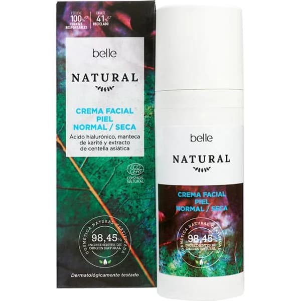 Crema facial piel normal a seca BELLE NATURAL, bote 50 ml - 1 ud - Imagen del producto en Findit