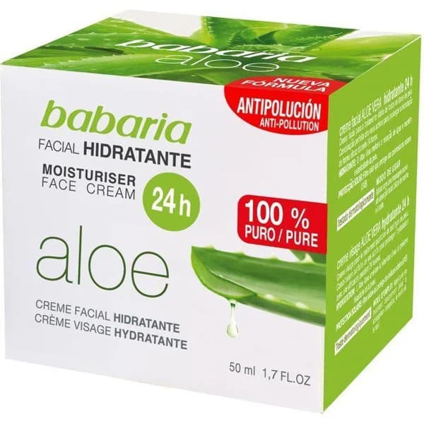 Crema facial hidratante de aloe vera BABARIA, tarro 50 ml - 1 ud - Imagen del producto en Findit