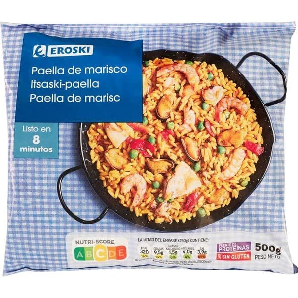 Paella de marisco EROSKI, bolsa 500 g - 0.5 kg - Imagen del producto en Findit