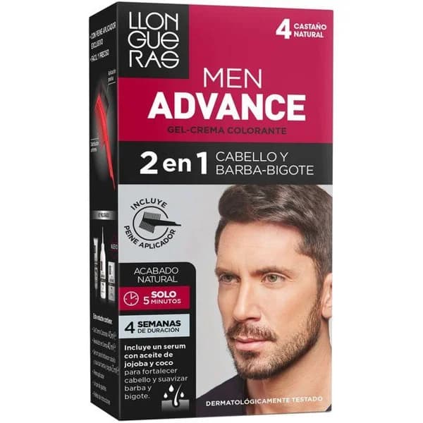 Gel crema colorante men advance 4 cast nat LLONGUERAS, caja 1 ud - 1 ud - Imagen del producto en Findit