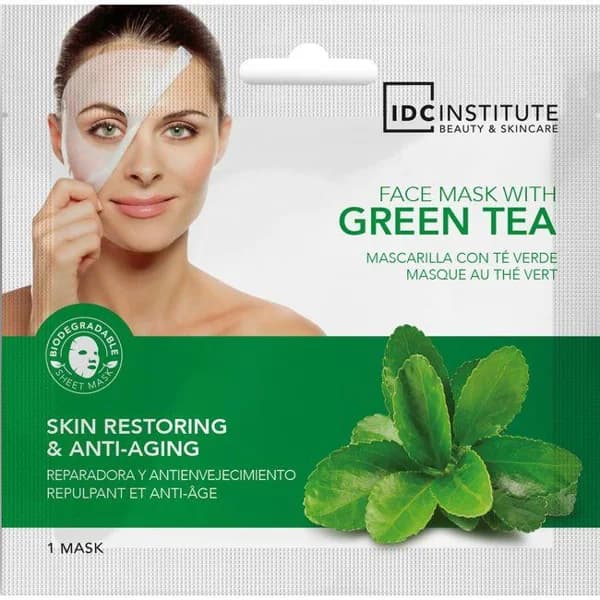 Mascarilla facial tisue biodegradable te verde IDC, pack 1 ud - 1 ud - Imagen del producto en Findit