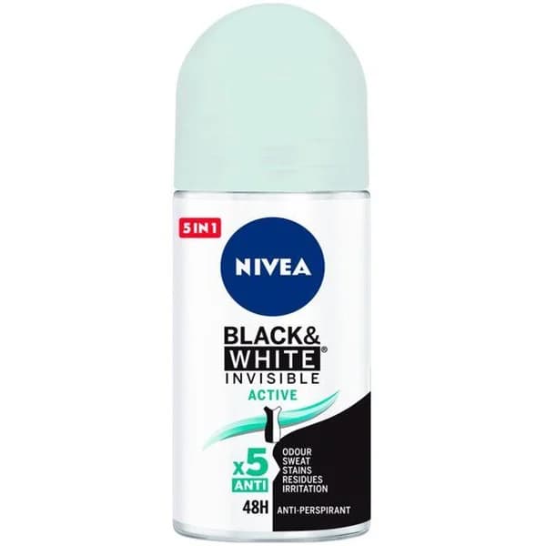 Desodorante para mujer invisible Active NIVEA B&W, roll on 50 ml - 1 ud - Imagen del producto en Findit