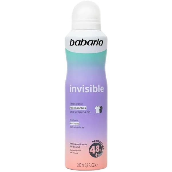 Desodorante invisible BABARIA, spray 200 ml - 1 ud - Imagen del producto en Findit