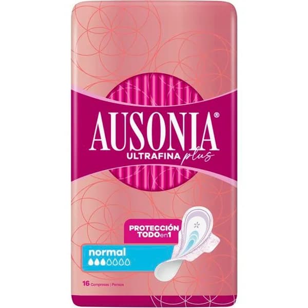 Compresa ultrafina plus normal con alas AUSONIA, paquete 16 uds - 16 ud - Imagen del producto en Findit