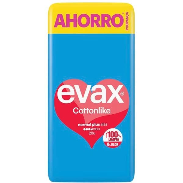 Compresa normal plus con alas EVAX COTTONLIKE, paquete 28 uds - 28 ud - Imagen del producto en Findit