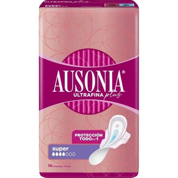 Compresa ultrafina plus super con alas AUSONIA, paquete 14 uds - 14 ud - Imagen del producto en Findit
