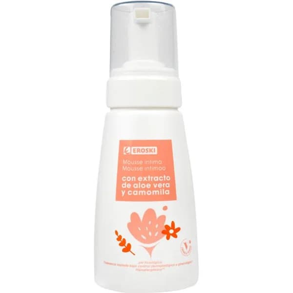 Mousse íntima con manzanilla y aloe EROSKI, dosificador 200 ml - 0.2 l - Imagen del producto en Findit