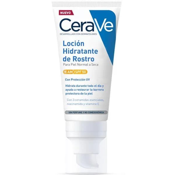 Locion hidrat rostro piel normal/seca SPF50 CERAVE, tubo 52 ml - 0.05 l - Imagen del producto en Findit