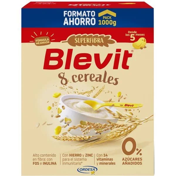 Papilla superfibra 8 cereales BLEVIT, caja 1000 g - 1 kg - Imagen del producto en Findit