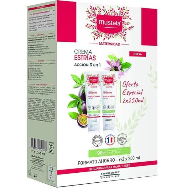 Crema estrías 3en1 MUSTELA, pack 2x250 ml - 1 ud - Imagen del producto en Findit