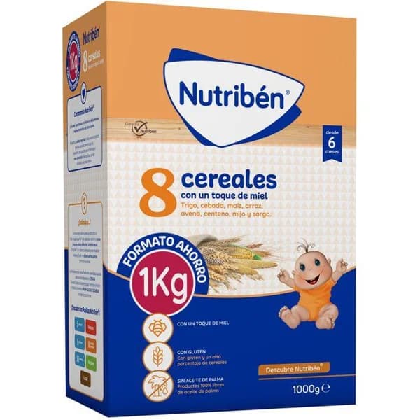 Papilla 8 cereales con miel NUTRIBEN, caja 1 kg - 1 kg - Imagen del producto en Findit
