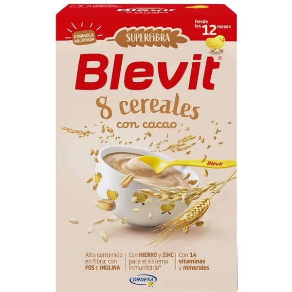Papilla superfibra 8 cererales con cacao BLEVIT, caja 500 g - 0.5 kg - Imagen del producto en Findit