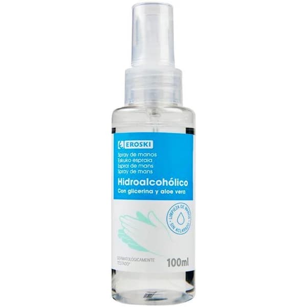 Gel hidroalcohólico EROSKI, spray 100 ml - 0.1 l - Imagen del producto en Findit