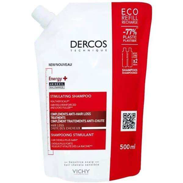 Champú estimulante Energy+ VICHY DERCOS, ecorecambio 500 ml - 0.5 l - Imagen del producto en Findit