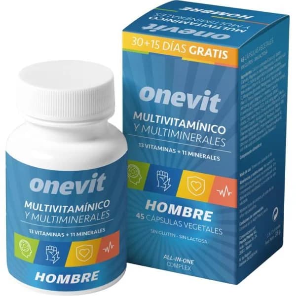 Multivitamínico vegetal para hombre ONEVIT, bote 30+15 cápsulas - 15 ud - Imagen del producto en Findit