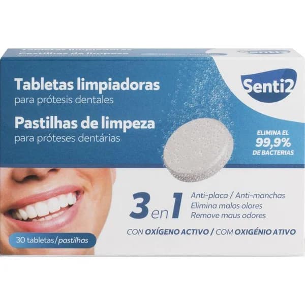 Tabletas limpiadoras protesis dental SENTI2, caja 30 uds - 30 ud - Imagen del producto en Findit